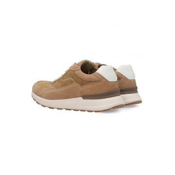 Pantofi sport uni de piele intoarsa - Bej