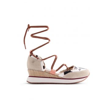Pantofi sport wedge cu decupaje Abuya - Maro/Bej