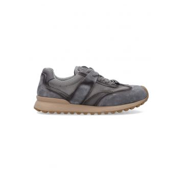 Pantofi sport wedge cu insertii de piele nabuc