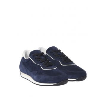 Pantofi sport wedge de piele intoarsa - Albastru