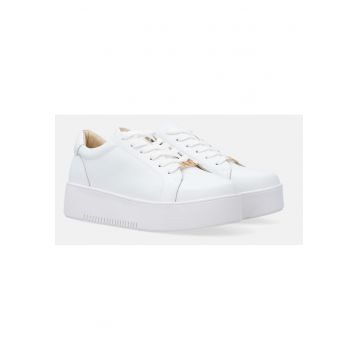 Pantofi sport wedge din piele cu logo -