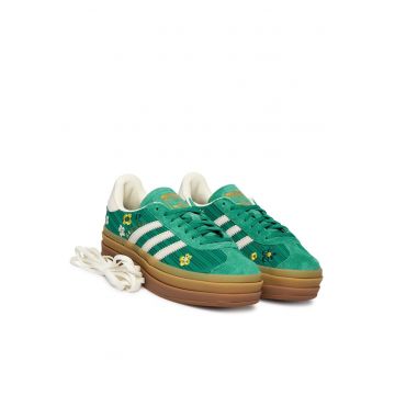Tenisi dama  Originals - textil/piele intoarsa - cu sireturi suplimentare - verde/alb