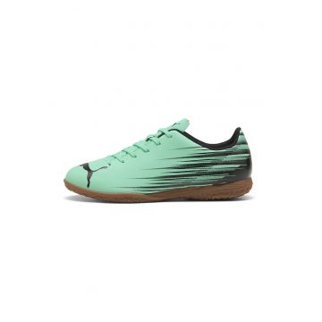 Pantofi din piele ecologica pentru fotbal ASttacanto II - Negru/Verde menta