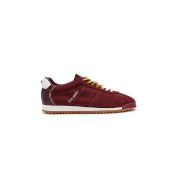 Pantofi Mirage sport de piele intoarsa - Visiniu/Rosu inchis