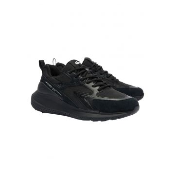 Pantofi psort de piele ecologica si piele intoarsa L003 Eco Core Active - Negru