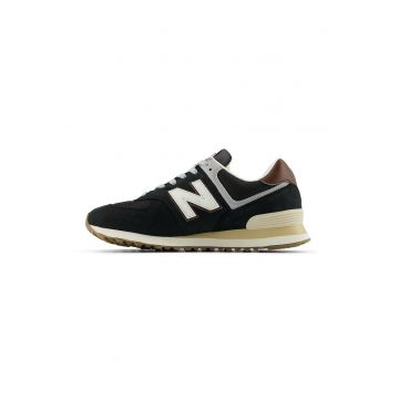 Pantofi sport 574 din piele intoarsa si plasa - Negru/Maro