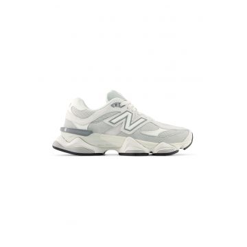 Pantofi sport 9060 cu garnituri din material textil si piele intoarsa - Alb fildes/Gri deschis