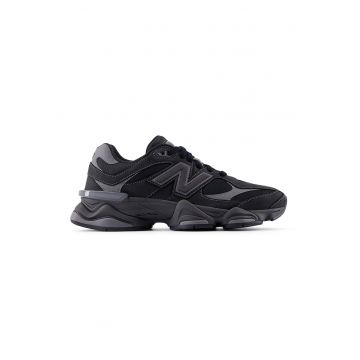 Pantofi sport 9060 cu garnituri din piele intoarsa si material textil - Negru