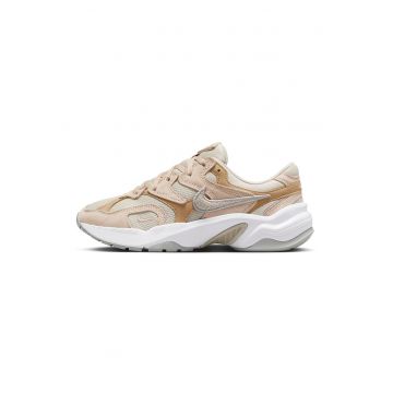 Pantofi sport AL8 cu garnituri de piele intoarsa si talpa demi-wedge - Bej/Piersica/Maro deschis