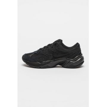 Pantofi sport AL8 cu garnituri de piele intoarsa si talpa demi-wedge - Negru stins