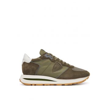 Pantofi sport barbati -  piele intoarsa - verde/alb