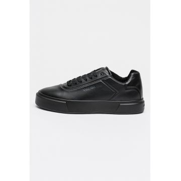 Pantofi sport de piele cu logo - Negru