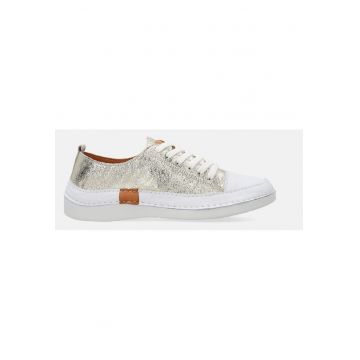 Pantofi sport din piele naturala cu aspect metalizat - Auriu
