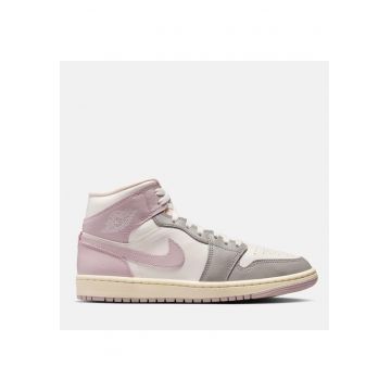 Pantofi sport mid din piele naturala si piele ecologica - Gri/Bej/Roz
