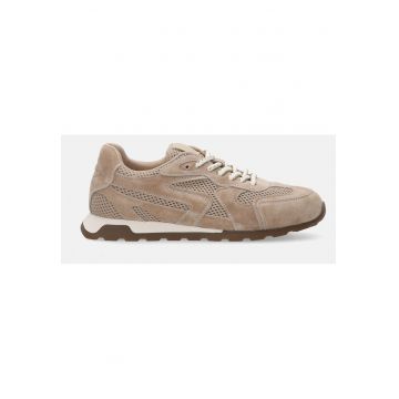 Pantofi sport wedge cu insertii de piele intoarsa -