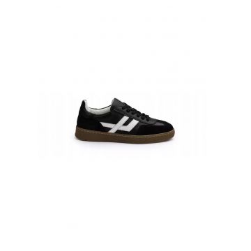 Sneakers femei  BRAVA - piele naturala - negru alb - Negru