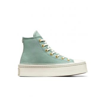 Tenisi dama  Chuck Taylor All Star Modern Lift - cusaturi contrastante - panza - verde