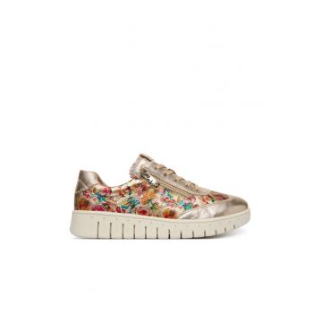 Tenisi dama  piele naturala - multicolor - cu fermoar