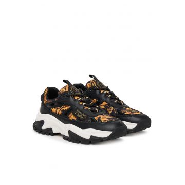 Adidasi sport dama -  piele ecologica - negru/auriu