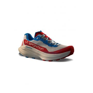 Pantofi Prodigio 2 cu sireturi elastice - pentru alergare - Albastru pastel/Rosu inchis/Alb optic