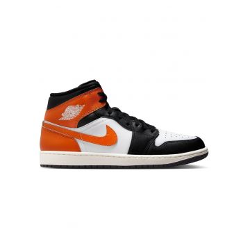 Pantofi sport  Air Jordan 1 Mid 48093 - Alb/Negru/Portocaliu