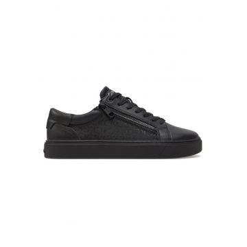 Pantofi sport barbati  LOW TOP LACE UP W/ ZIP MONO - Piele naturala - Negru -
