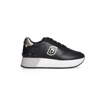 Pantofi sport cu garnituri din piele - Negru
