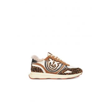 Pantofi sport dama -  Leopard M36 SS0087P121 - piele naturala - maro/crem