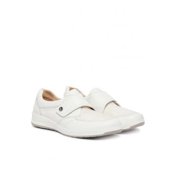 Pantofi sport dama -  piele naturala - alb - sistem inchidere Velcro