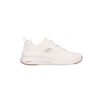 Pantofi sport de piele ecologica cu sireturi - Alb fildes