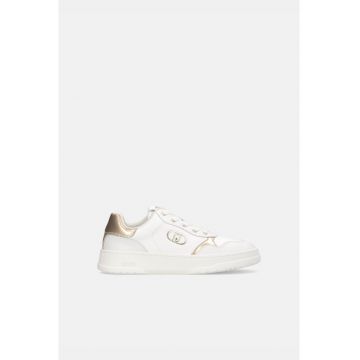 Pantofi sport de piele ecologica cu varf rotund - Alb