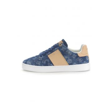 Pantofi sport din denim cu garnituri din piele ecologica - Albastru