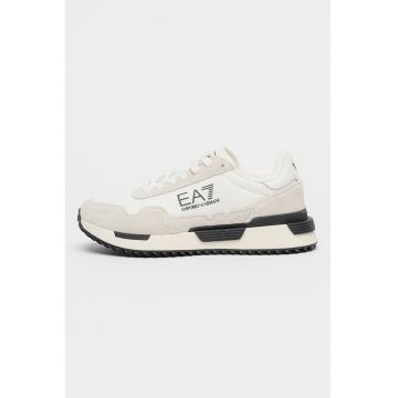 Pantofi sport din material textil cu garnituri din piele ecologica - Gri deschis/Alb murdar