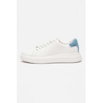 Pantofi sport din piele cu garnituri din piele intoarsa - Alb/Albastru