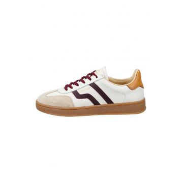 Pantofi sport din piele cu garnituri din piele intoarsa - Visiniu/Caramel/Alb murdar