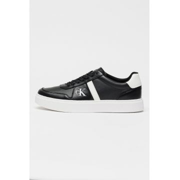 Pantofi sport din piele cu imprimeu logo lateral - Negru