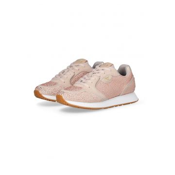 Pantofi sport din piele intoarsa cu aplicatii de strasuri Vibe - Roz prafuit