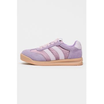 Pantofi sport din piele intoarsa cu garnituri din material textil - Violet deschis/Violet pastel