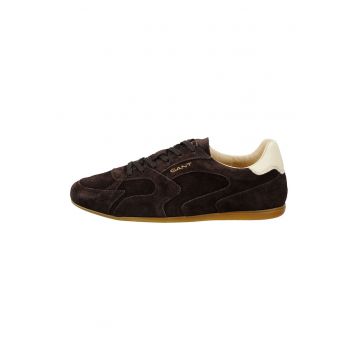 Pantofi sport din piele intoarsa cu logo discret Sperly - Maro inchis/Alb fildes