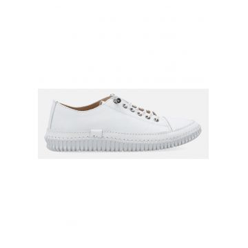 Pantofi sport din piele naturala cu profil jos si sireturi elastice