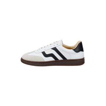 Pantofi sport din piele si piele intoarsa Cuzmo - Alb/Negru/Negru stins