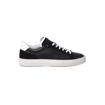 Pantofi sport din piele si piele intoarsa - Negru