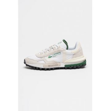 Pantofi sport Elite Active low-cut cu garnituri din piele intoarsa - Alb/Grej