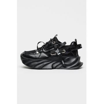 Pantofi sport flatform cu sireturi - Negru