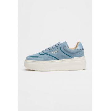 Pantofi sport flatform din piele intoarsa cu aplicatie logo Nuage - Albastru prafuit