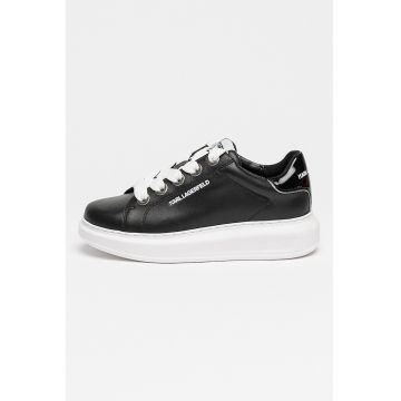 Pantofi sport Kapri cu talpa wedge cu accesoriu Choupette - Negru/Alb optic