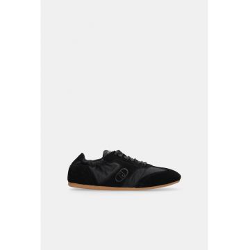Pantofi sport low cu garnituri din piele intoarsa - Negru