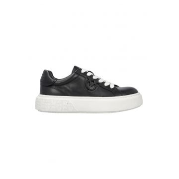 Pantofi sport low-cut de piele - Alb/Negru