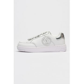 Pantofi sport low cut de piele ecologica Meyssa - Alb optic/Argintiu