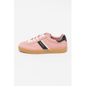 Pantofi sport low-cut de piele intoarsa - Negru/Roz